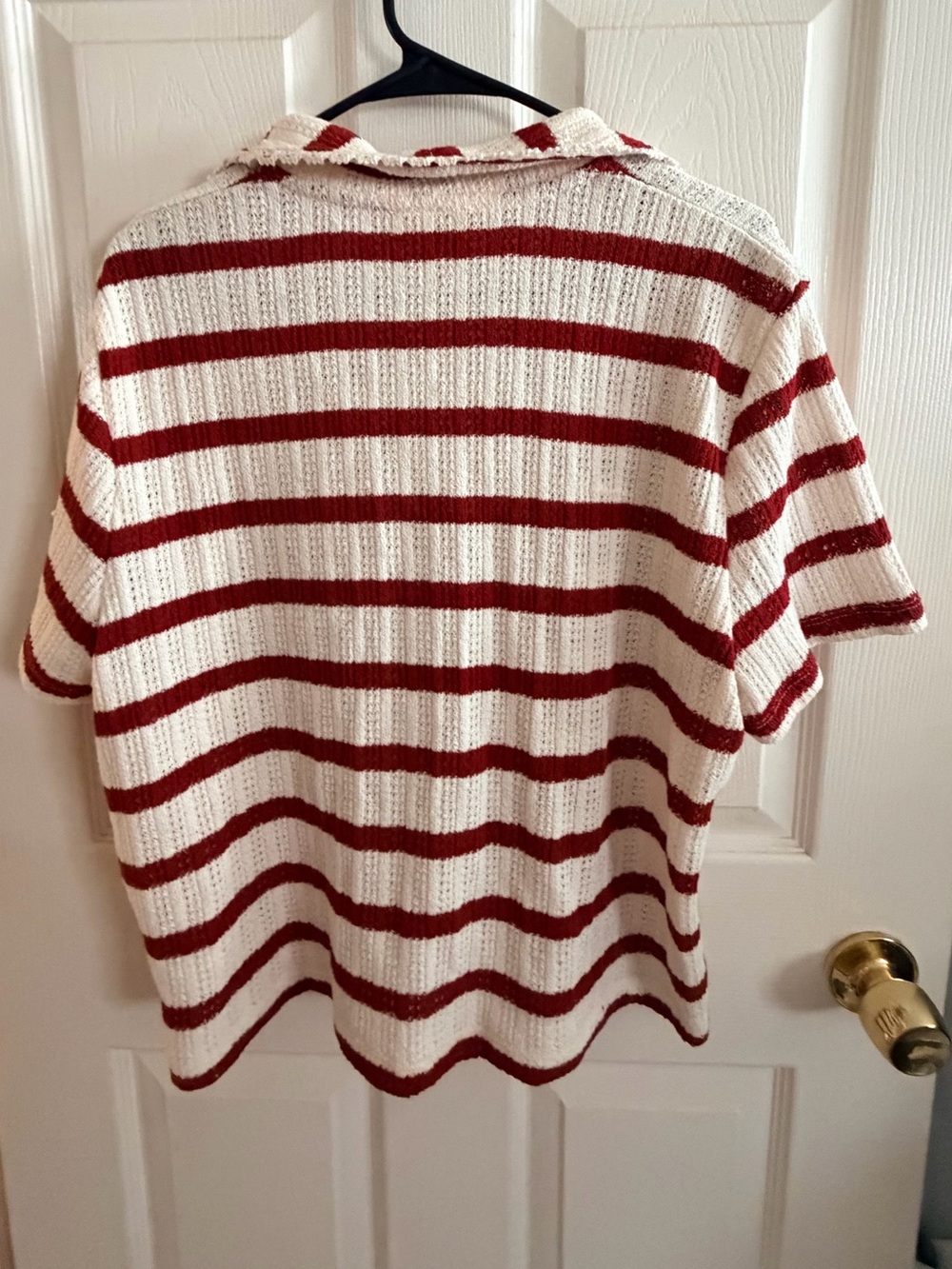 Madewell Red and Cream Short-Sleeve Striped Knit Polo - Picture 4 of 5